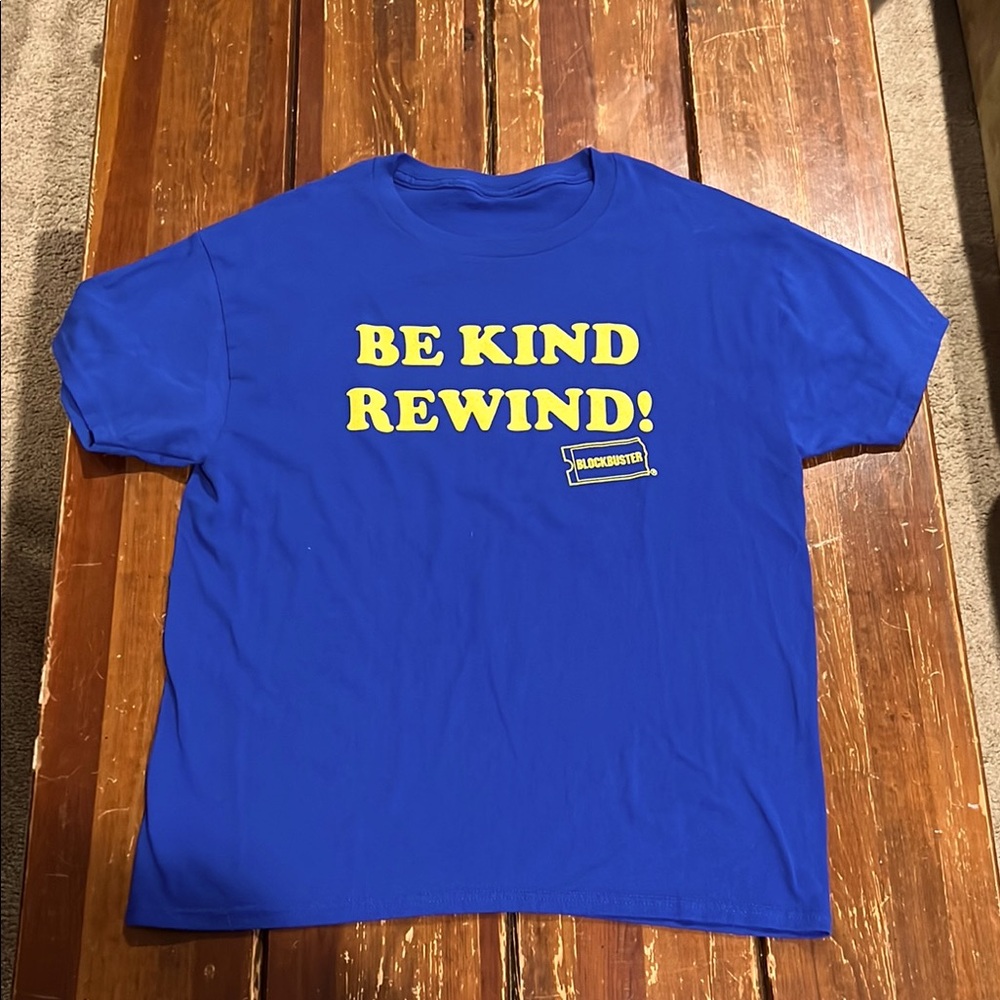 Vibrant Blue Short Sleeve Tee with Bold Yellow Print